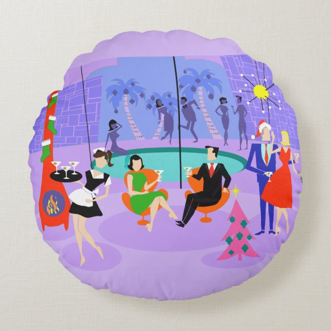 Coussin du cycle de la fête de Noël tropicale rétr (Devant)