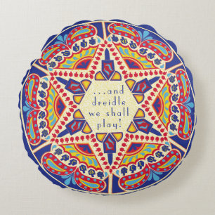 Coussin du cycle Hanoukka "Chanukah Paisley Dreidl