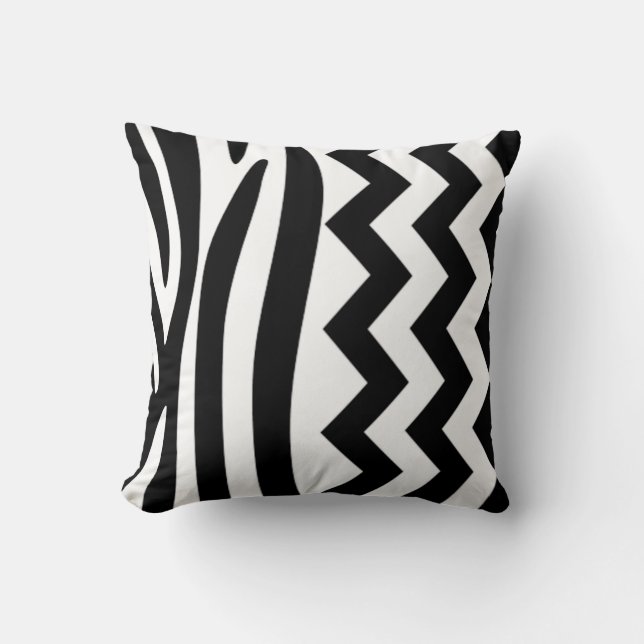 Coussin du zigzag B&W de zèbre (Recto)