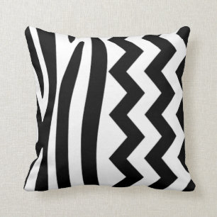 Coussin du zigzag B&W de zèbre
