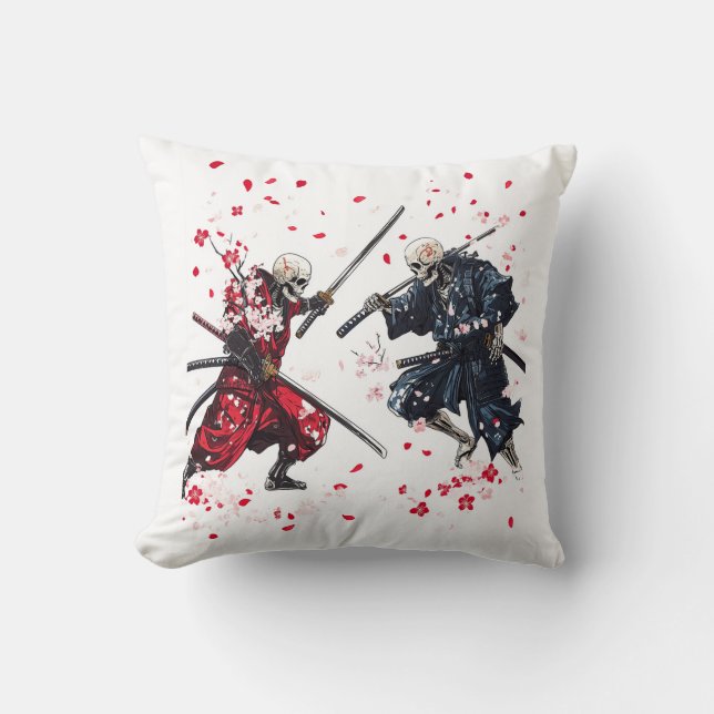 Coussin Duel de samouraï crâne (Recto)