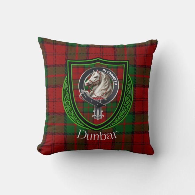 Coussin Dunbar Scottish Clan Tartan et Crest (Recto)