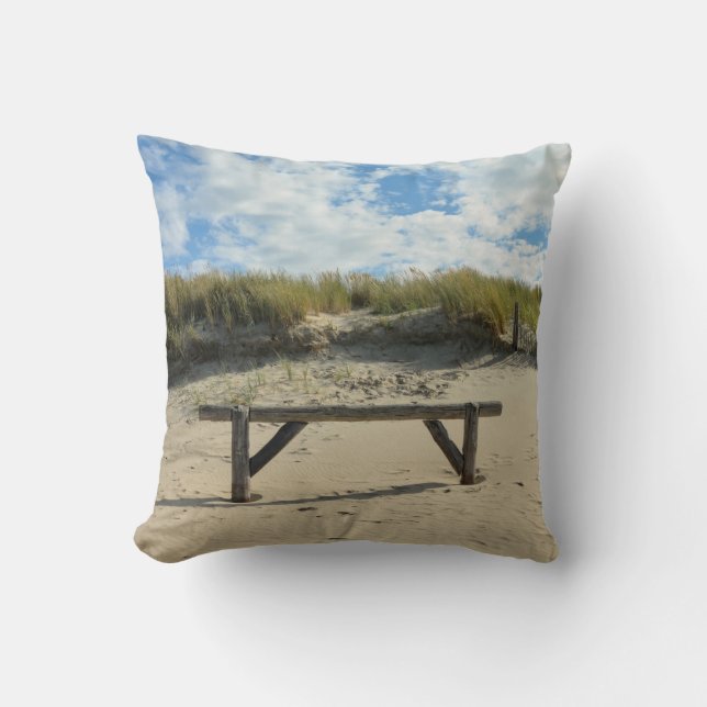 Coussin Dunes de sable avec clôture en bois (Recto)