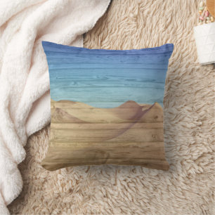 Coussin Dunes de Sable du Désert Beau Ciel Bleu Sur Bois à