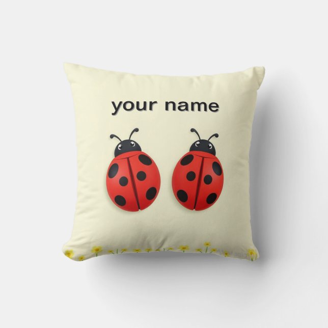 Coussin 🐞 Duo de coccinelles ensoleillées pour une décora (Recto)