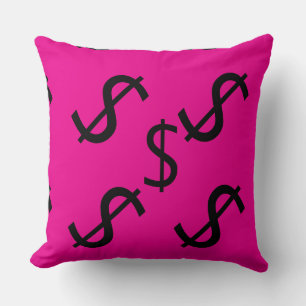 Coussin Duo Tone Dollar $ign Rose Rouge