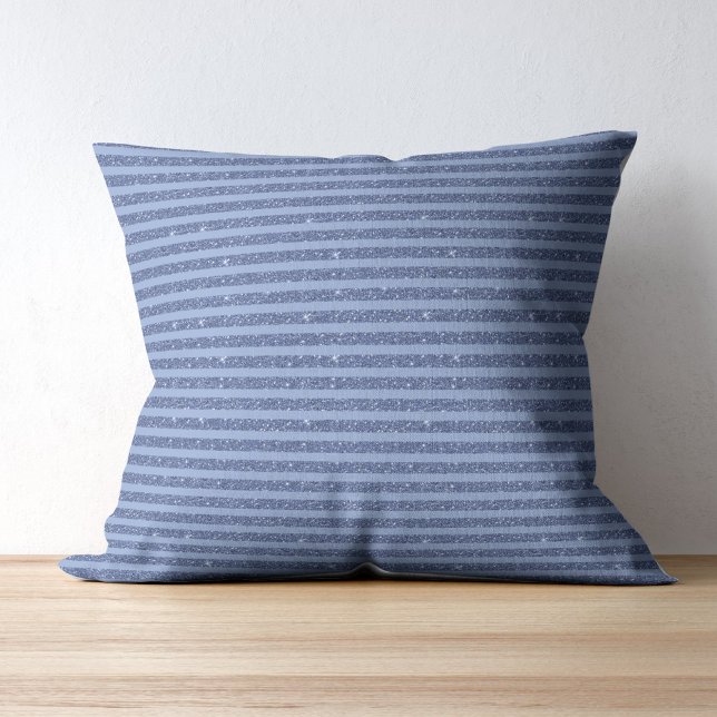 Coussin Dusky Indigo Glitter Style Horizontal Stripes (Créateur téléchargé)