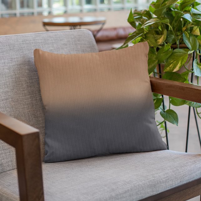 Coussin Dusty Navy Blue Rust Brown Herringbone numérique (Créateur téléchargé)