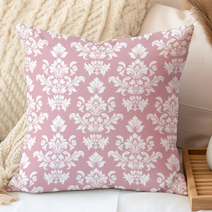 Coussin Dusty rose et blanc Vintage Damask