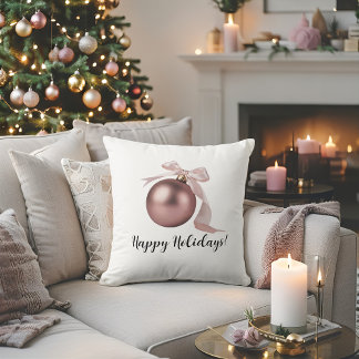 COUSSIN DUSTY ROSE HOLIDAY ORNAMENT THROW PILLOW COTTON