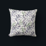 Coussin Dusty Violet Sage Vert Feuille verdure |<br><div class="desc">Aquarelle violet poussiéreux et sauge feuilles verts et verdure jettent des oreillers. Une façon élégante et élégante d'égayer votre espace de vie,  que ce soit votre salon,  votre véranda ou votre chambre.</div>