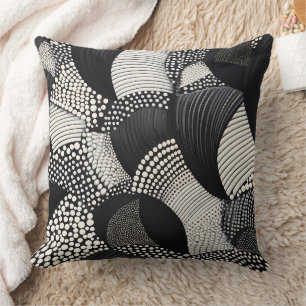 Coussin Dynamique Noir Blanc - Flux Géométrique Organique