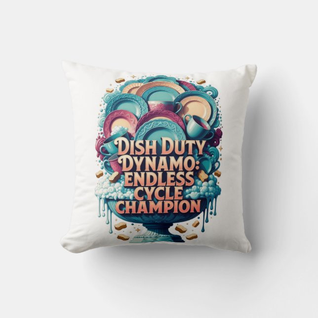 Coussin Dynamo T-Shirt de Corvée de Vaisselle, Champion du (Recto)