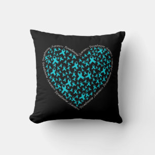 Coussin Dysautonomia Awareness, Teal Ribbon POTS Warrior T