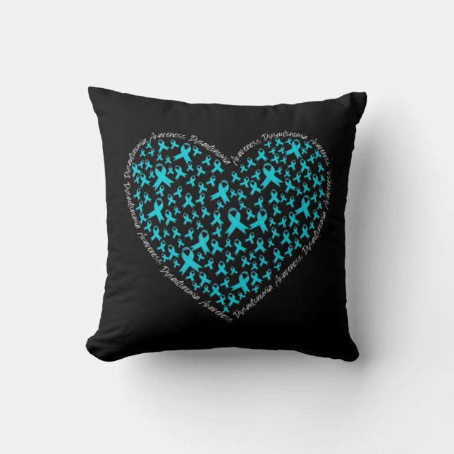 Coussin Dysautonomia Awareness, Teal Ribbon POTS Warrior T (Recto)