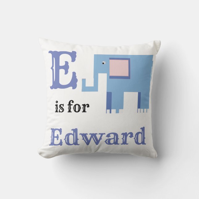 Coussin E est pour Edward bébé garçon  (Recto)