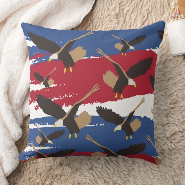 Coussin Eagle Bird USA Patriotic American Flag (Couverture)