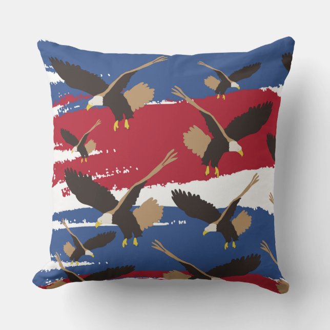 Coussin Eagle Bird USA Patriotic American Flag (Recto)