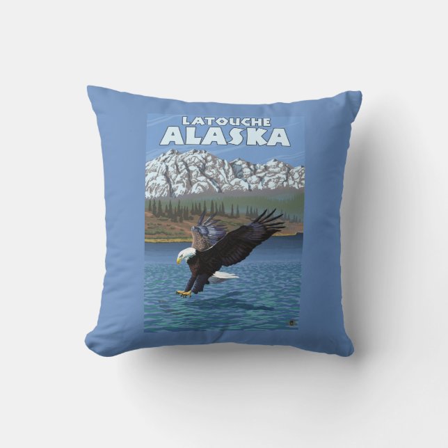 Coussin Eagle chauve plongeant - Latouche, Alaska (Recto)
