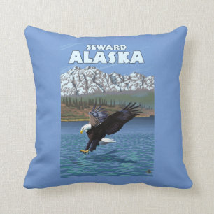 Coussin Eagle chauve plongeant - Seward, Alaska