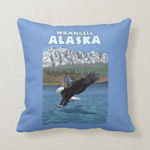Coussin Eagle chauve plongeant - Wrangell, Alaska