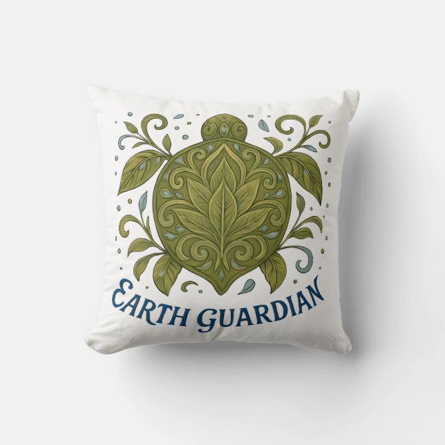Coussin Earth Guardian Turtle Nature Design (Recto)