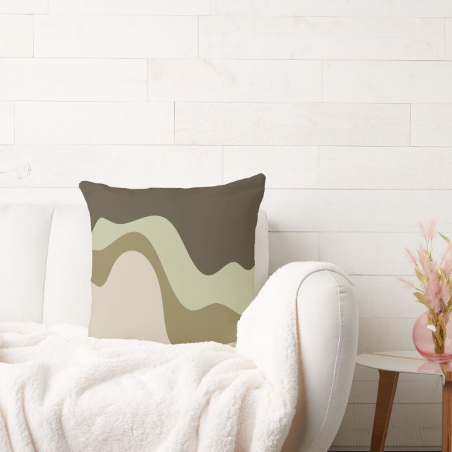 Coussin Earth Tone Waves Abstrait Art Throw Pillow (Canapé)