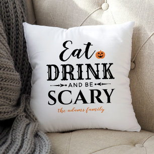Coussin Eat Drink and Be Scary Modern Typografy Halloween