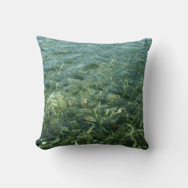 Coussin Eau au-dessus de la mer Herbe I Caraïbes Nature (Recto)