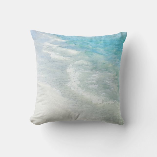 Coussin Eau couleur sable blanc - Aqua Turquoise Turquoise (Recto)