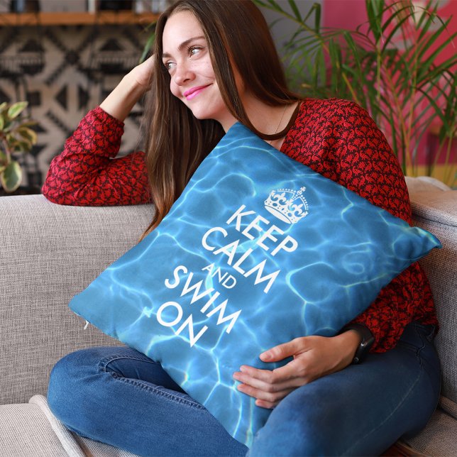 Coussin Eau de piscine bleue Gardez votre calme et continu (Créateur téléchargé)