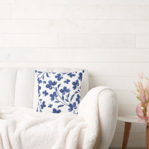 Coussin Eau d'Indigo - tiges de fleurs