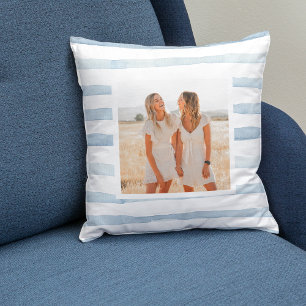 Coussin Eau Moderne Pastel Bleu Stripes   Photo