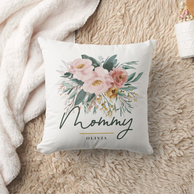 Coussin Eau moderne script floral élégant maman (Couverture)