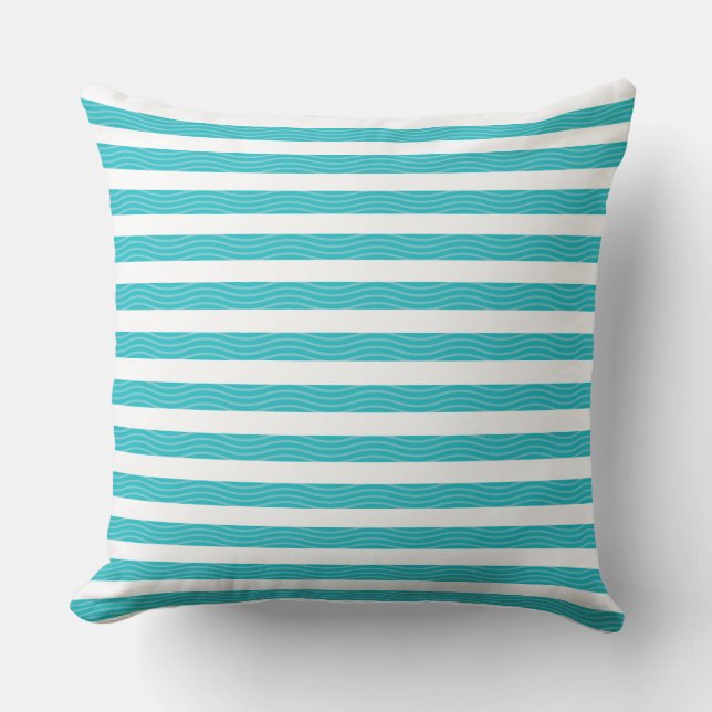Coussin Eau | White Waves Stripes Beach Style Motif (Recto)