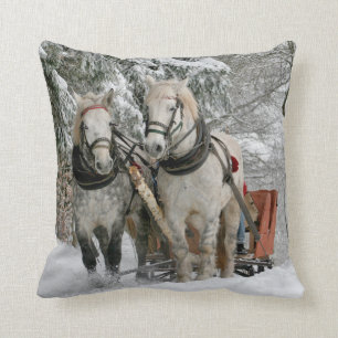 Coussin Ébauche Chevaux Tirant Sleigh
