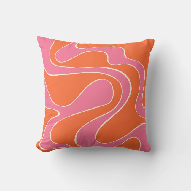 Coussin Ebb et flux 2 en rose, orange et crème (Recto)