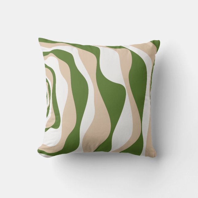 Coussin Ebb et flux 4 - Blanc, Sable et Palm Green (Recto)