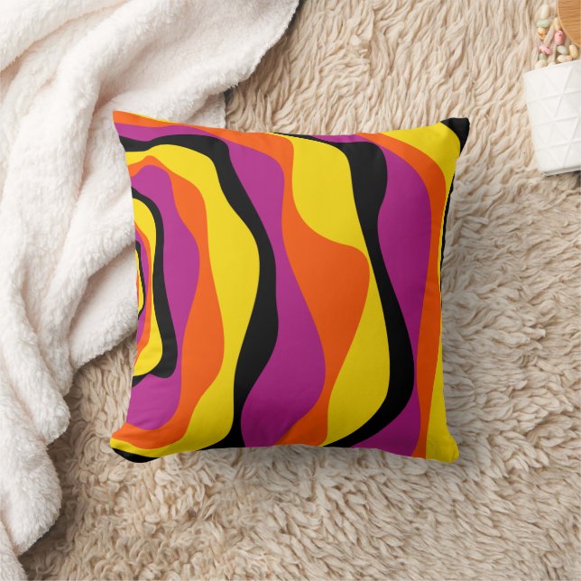 Coussin Ebb et flux 4 - Noir, rose, orange et jaune (Couverture)