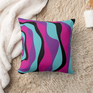 Coussin Ebb et flux 4 - rose, pourpre, bleu et noir