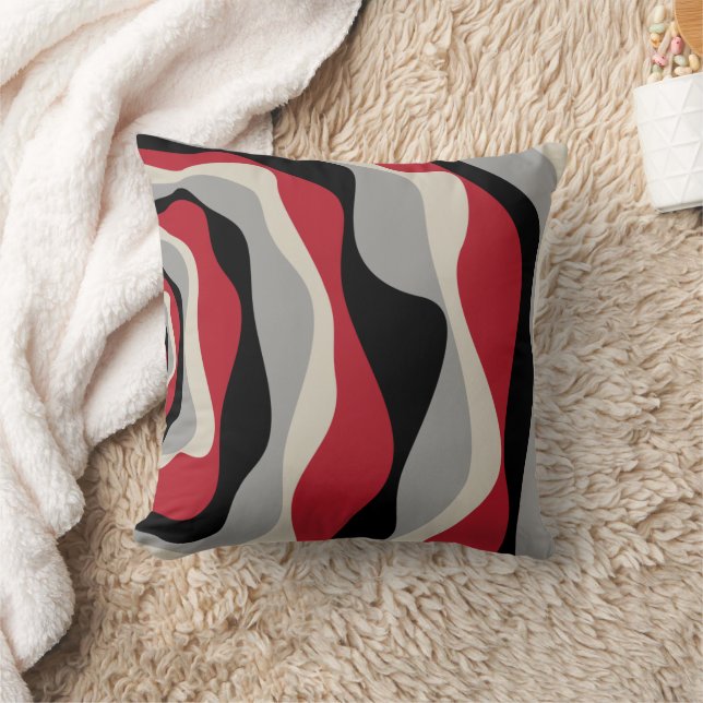 Coussin Ebb et flux 4 - Rouge, gris, noir et blanc os (Couverture)