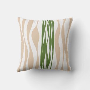 Coussin Ebb et flux - Blanc, Sable et Palm Green