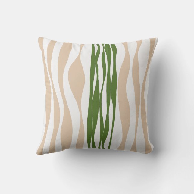Coussin Ebb et flux - Blanc, Sable et Palm Green (Verso)
