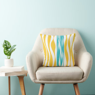 Coussin Ebb et flux - Turquoise & Jaune