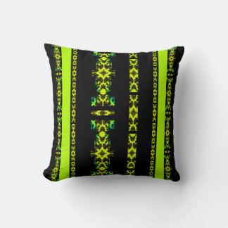 Coussin Ébène Lime Moderne Africain Noir & Vert Géométriqu