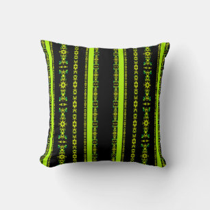 Coussin Ébène Lime Moderne Africain Noir & Vert Géométriqu