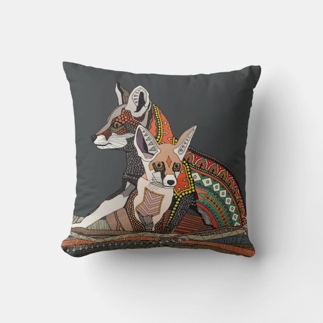 Coussin Ebony de renards du désert indien (Recto)
