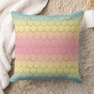 Coussin Écaille de Sirène de Conte de Fées Dégradé Pastel