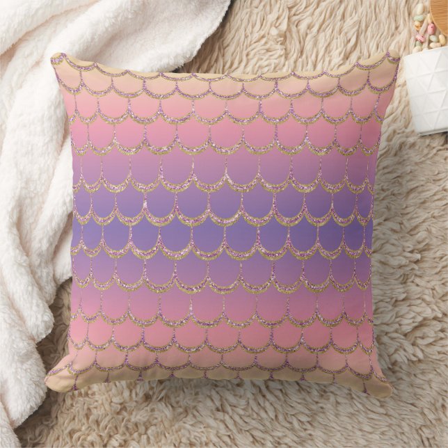 Coussin Écaille de Sirène de Conte de Fées Dégradé Pastel (Couverture)