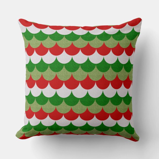 Coussin Écaille de Sirène de Noël Motif scintillant de Fêt (Recto)